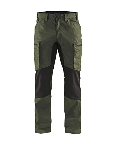 Blåkläder 14591845 Diensthose Stretch, Armee-Grün / Schwarz, D88 - Moderne Diensthose aus leichtem, strapazierfähigem Material mit schnelltrocknenden Eigenschaften. Ideal für Innen- und Außenarbeiten. Stretcheinsätze sorgen für optimalen Bewegungsfreiraum und praktische Taschen bieten Platz für Werkzeuge.