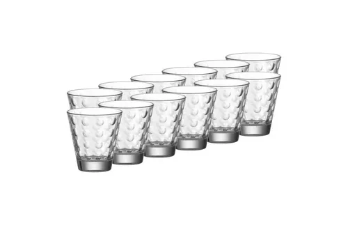 Leonardo OPTIC Trinkglas klein 215 ml 12er Set - Gläser - 12er Set mit einzigartigem Innenrelief für beeindruckende Lichtreflexionen, ideal für den Alltag und spülmaschinengeeignet.