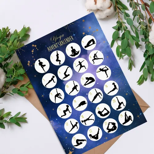 Postkarte Adventskalender YOGA DUNKEL Weihnachtskalender Postkarte A6 Yoga