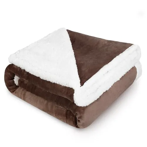 Pawsee Fleece Hunde Decke Flauschig Waschbar Sherpa Plüsch Kuscheldecke Hundebett für Katzen Welpen Katzen, Braun