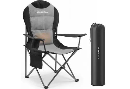 HOMECALL Campingstuhl Hochlehner 108cm mit Lendenwirbelstütze Klappstuhl Angelstuhl Faltbar (Bis 150kg, gepolstert, faltbar, stabil, 1 St), für Camp Garten Balkon