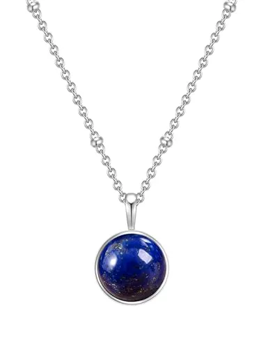 Glanzstücke Damen-Halskette mit Lapislazuli-Anhänger - Ketten für Damen, hochwertige 925/- Sterling Silber Kette mit abnehmbarem Lapislazuli-Anhänger, der Selbstbewusstsein stärkt und in einer eleganten Schmuckbox geliefert wird.