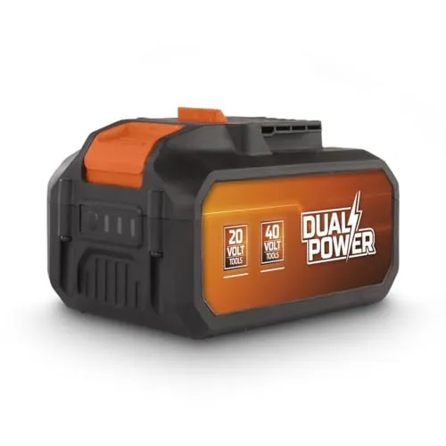 Dual Power Akku POWDP9040-2x20V - 8.0Ah für 20V & 40V Werkzeuge - Werkzeugakkus mit praktischer Akkustatusanzeige und geringer Selbstentladung, ideal für Akkuschrauber und Bohrmaschinen, jederzeit aufladbar ohne Beschädigung.