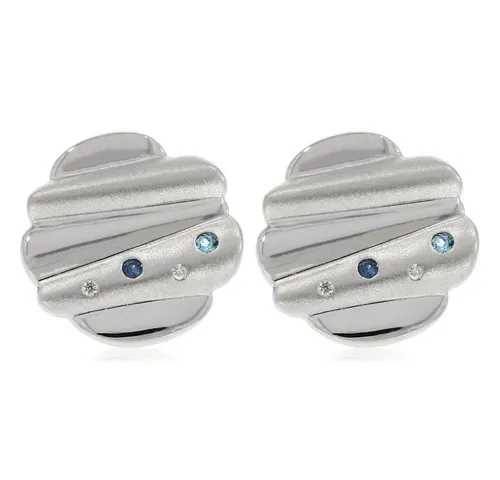XEN Paar Ohrstecker mit Diamanten und Saphir - Elegante Ohrstecker aus 925 Sterlingsilber mit zwei Diamanten, einem blauen Saphir und einem Swiss Blue Topas. Ideal für besondere Anlässe und als Glücksbringer.