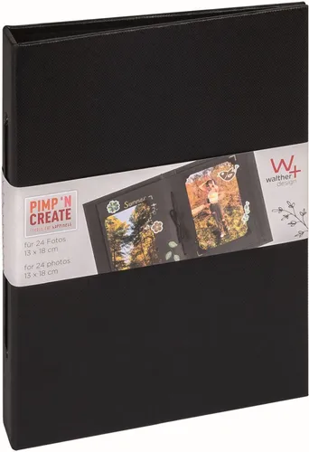 Walther Klein-Fotoalbum Pimp and Create schwarz Hochformat 24 schwarze Seiten
