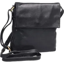 kleine Handtasche Leder weich Damentasche, schwarz