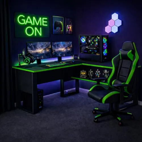 Homidea Arena Gaming Schreibtisch L-Form in grün von Homidea