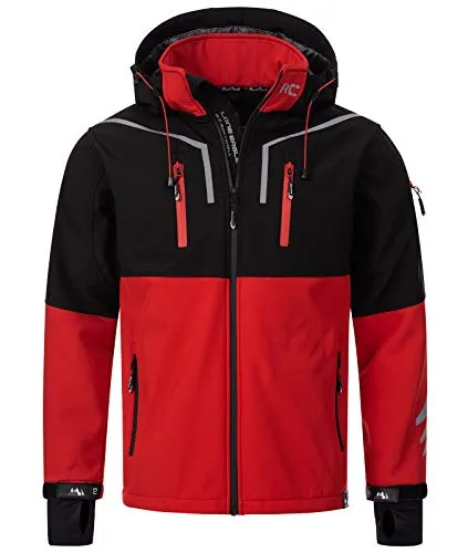 Rock Creek Herren Softshell Jacke H-222 - Winddichter Outdoor Windbreaker - Funktionsjacken für Herren, winddicht und wasserabweisend, ideal für Outdoor-Aktivitäten und die Übergangszeit. Hochwertige Verarbeitung mit verstellbarer Kapuze und reflektierenden Details für mehr Sicherheit.
