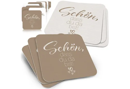 Funke & Brand Bierdeckel Schön, dass du da bist Braun 50x in braun von Funke & Brand