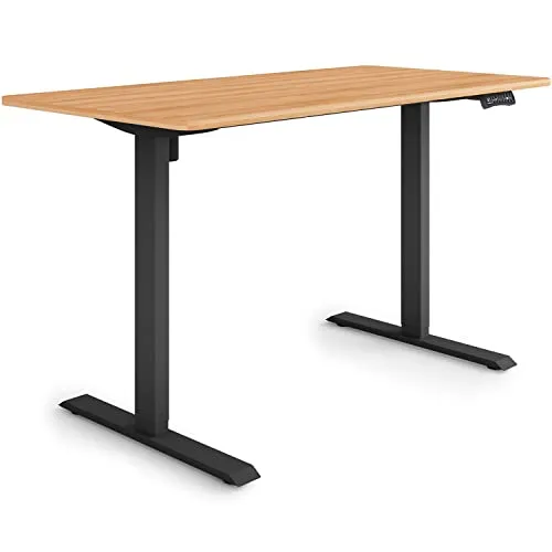 ESMART Germany ETX-121BM - Ergonomischer Steh-Sitz-Schreibtisch - Schreibtisch mit Ahorn-Nachbildung, stufenlos elektrisch höhenverstellbar von 73,5 bis 123,5 cm, 3x Memory-Funktion und Aktivitätserinnerung für gesunde Arbeitshaltung.
