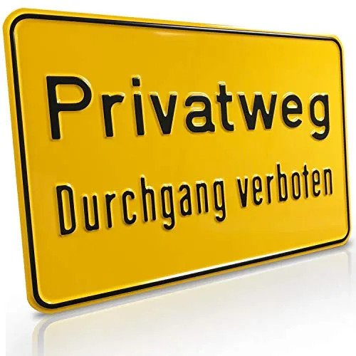 Betriebsausstattung24 Hinweisschild „Privatweg Durchgang verboten“ - Zur Grundbesitzkennzeichnung - Weg- & Straßenkennzeichnung - Aluminium - Signalgelb