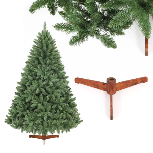 Salcar Künstlicher Weihnachtsbaum 180 cm Tannenbaum mit natürlichen Zweigfarben und Echtholzständer Christbaum Nordmanntanne, mit 730 Zweigen