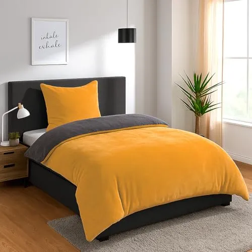 heimtexland Teddy Flanell Wende Bettwäsche Set in gelb von Heimtexland