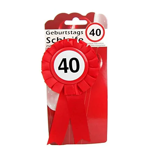 TOP TEN Geburtstags - Schleife 40 Button inkl. Sicherheitsnadel Abzeichen zum anstecken oder Dekoration Party
