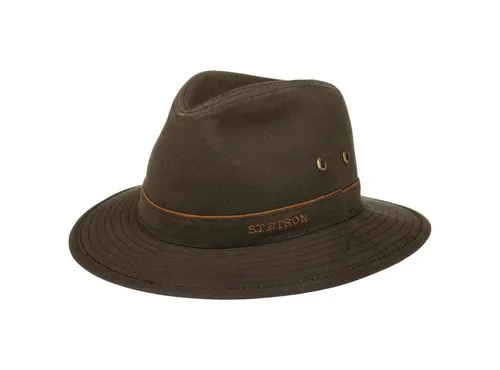 Stetson Avasun Waxed Cotton Traveller - UV-Schutz Hut für Damen/Herren - Panamahut mit 40-fachem UV-Schutz und wasserabweisendem Material, ideal für Outdoor-Abenteuer bei jedem Wetter.