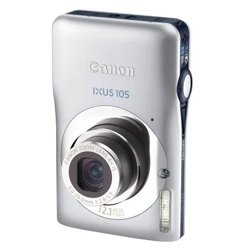 Canon IXUS 105 Digitalkamera (12 MP, 4-fach opt. Zoom, 6,9cm (2,7 Zoll) Display, bildstabilisiert) silber