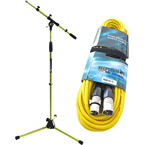 keepdrum MS106 YW Mikrofonständer Gelb + 6m XLR Kabel Gelb von keepdrum