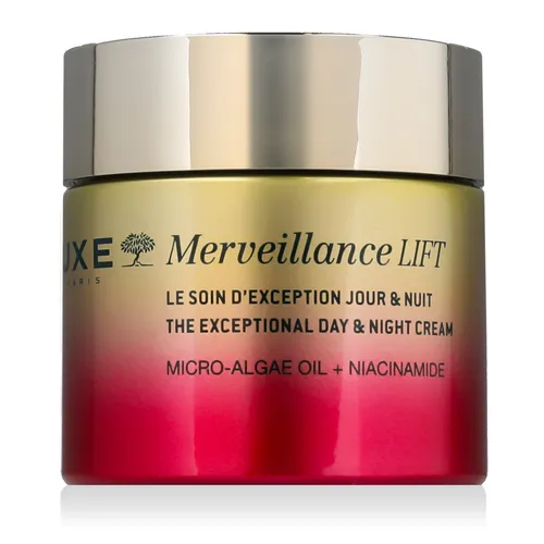 Nuxe Merveillance Lift Exceptional Creme - Arzneimittel für strahlende Haut, angereichert mit regenerierender Chlorella und Niacinamid für effektive Anti-Aging-Wirkung. 95% natürliche Inhaltsstoffe und vegane Formel.