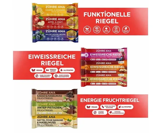 Fruchtriegel Mix Box 9x35g – Protein Snack ohne Zuckerzusatz - Leckere Müsli- & Frühstücksriegel für einen gesunden Snack zwischendurch. Glutenfrei, vegan und ohne künstliche Zusätze – ideal für bewusste Ernährung.
