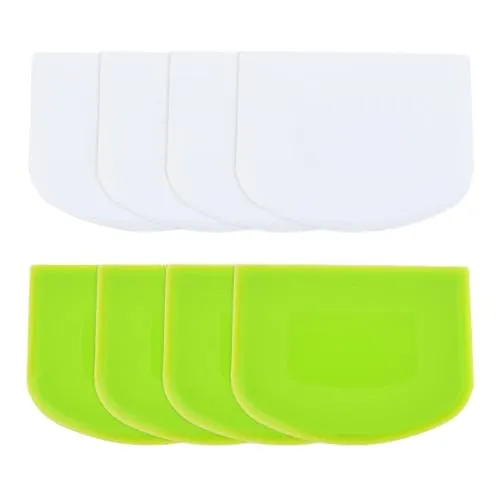 EUPSIIU 8 Stück Teigschaberkarte Backhorn, Teigspachtel aus Kunststoff, Teigschneider, Teigkarte Set, Teigschneider für Backwerkzeug, Pizza, Teigkuchen, Brotschneiden, für Küche (Weiß Grün)
