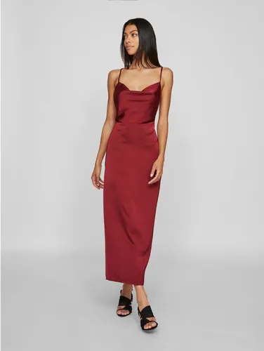 Vila Trägerkleid VIRAVENNA STRAP ANKLE DRESS - NOOS in Cabernet - Modisches Partykleid mit V-Ausschnitt und pflegeleichtem Material, ideal für unvergessliche Abende.