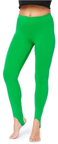 Bellivalini Damen Thermo Leggings Gefüttert mit Fußschlaufe für Winter Warme Apre Ski BLV50-321 (Grün, S)