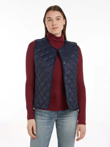Tommy Hilfiger Damen Weste Down Quilted Collarless Vest - Funktionsjacken aus 100% recyceltem Nylon, leicht und warm, ideal für Alltag und Reisen mit optimaler Passform.