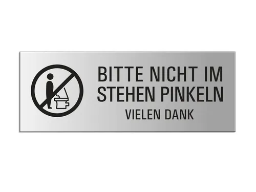 Produktbild OFFORM DESIGN Hinweisschild Bitte nicht im Stehen pinkeln Aluminium silber-matt 175x65 mm, (1 St)