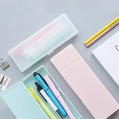 Pack Kunststoff Federmäppchen, Stiftebox, Stifthalter Box Organizer, Schulbedarf Bleistiftbox für Schüler (weiß, groß) 1