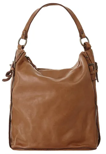 Umhängetasche CLUTY - Damen Leder Tasche in Cognac - Handtaschen aus 100% italienischem Rindleder, mit abnehmbarem Schultergurt und geräumigem Hauptfach, ideal für jeden Anlass.