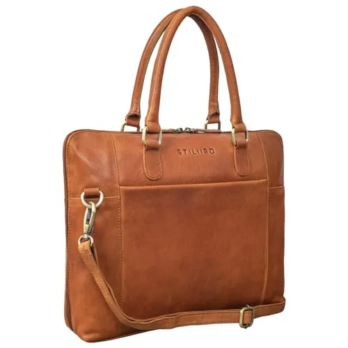 STILORD 'Latoya' Arbeitstasche elegant Leder Bürotasche Aktentasche Damen Herren Henkeltasche Vintage Echtleder aufsteckbar, Farbe:texas - braun