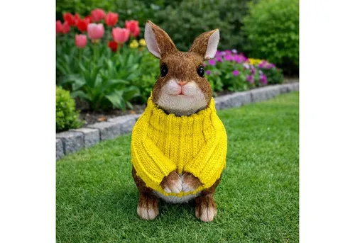 Online-Fuchs Gartenfigur süßer Hase für außen in gelb von Online Fuchs