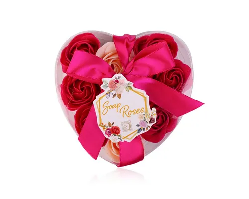 ACCENTRA Badezusatz Baderosen » Herzbox mit Seifenrosen » Badekonfetti, 1-tlg., » 9 Stück im Set je 3 g (vegan)