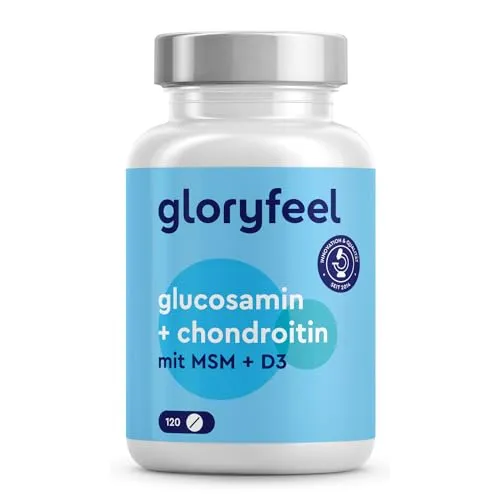 Glucosamin + Chondroitin - Knochen-Muskel-Komplex* mit MSM, Vitamin D, Calcium & Hyaluronsäure - 120 Tabletten - Laborgeprüft und ohne Zusätze