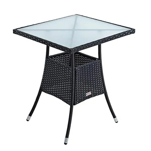 ESTEXO Polyrattan Gartentisch 60x60 cm - Beistelltisch für Balkon und Garten - Beistelltisch aus UV-beständigem Polyrattan, ideal für Balkon oder Terrasse. Pflegeleicht und mit stabiler Sicherheitsglasplatte – perfekt für entspannte Stunden im Freien.