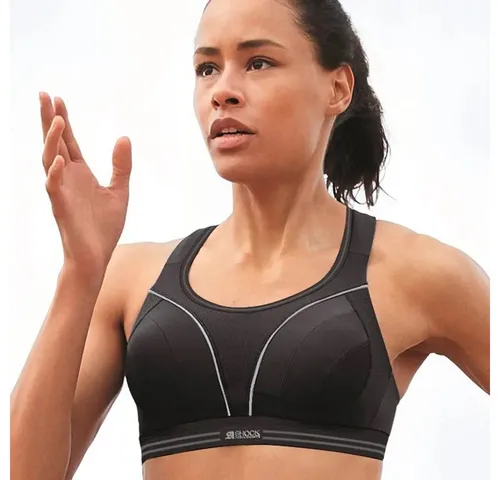 Champion Damen Sa S5044 Ultimate Run Bra - Sport-BH Schwarz, 80H - Funktionsunterwäsche mit Doppelverschluss und schnell trocknendem Stoff, ideal für den ultimativen Komfort beim Laufen.