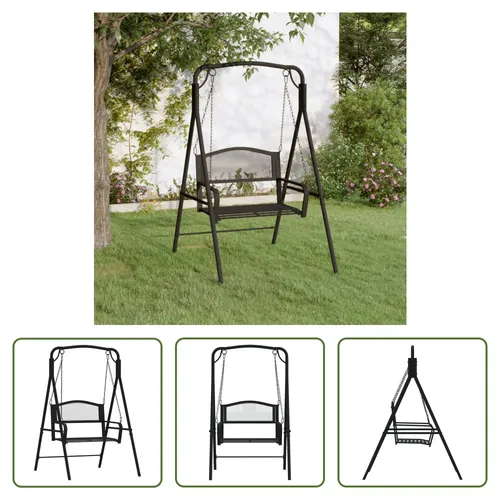 The Living Store Hollywoodschaukel 124 cm Schwarz Stahl