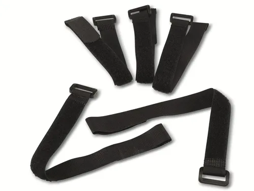 CHILITEC Klettband-Set mit Öse, 30x2 cm, schwarz, 5 Stück - Kabelbinder, -klemmen & -clips, wiederverwendbares Klettband-Set aus strapazierfähigem Nylon für flexible Anwendungen im Haushalt oder Büro.