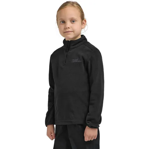 Jack Wolfskin Taunus Halfzip K granite black (6502) - Kinder Pullover aus recyceltem Polartec-Material, atmungsaktiv und warm, ideal für Freizeit und Abenteuer.