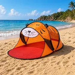 Pop UP Strandmuschel Tiger 180x95x75cm orange mit UV-Schutz