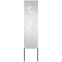vidaXL Garten dekoratives Panel Silber 32 x 140 cm - Edelstahl-Wandkunst für Garten und Terrasse, wetterfest und mit auffälligen Mustern für stilvolle Akzente im Außenbereich.