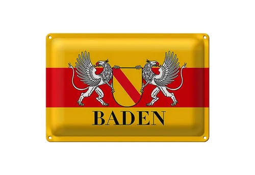 Roomando Metallschild Flagge 18x12cm Baden Wappen Wanddeko von Roomando
