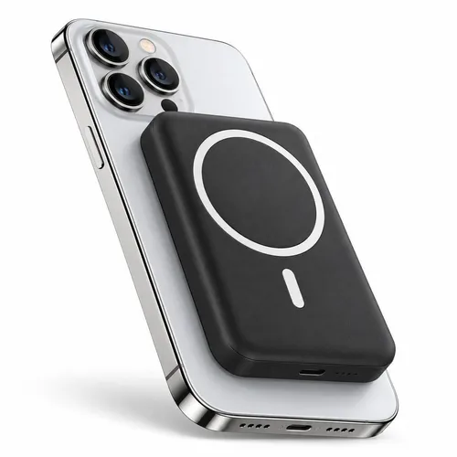 Powerbank 5000 mAh, mit USB-C, 15 W Qi-Laden & LED-Kontrollleuchte