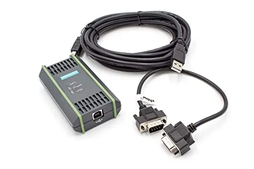 vhbw USB Programmierkabel kompatibel mit Siemens Simatic S7-200, S7-300, S7-400 Steuerungssystem - Verbindungskabel, 5 m - Ersatz für 6GK1571-0BA00-0AA0, 6ES7972-0CB20-0XA0