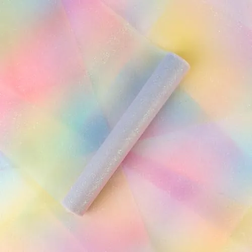 BETESSIN Tischläufer Regenbogen Glitzer - Tüllstoff 30cm x 9m - Schultüte Stoff für Mädchen - Tüllband für Geburtstage, DIY Projekte und Märchenpartys