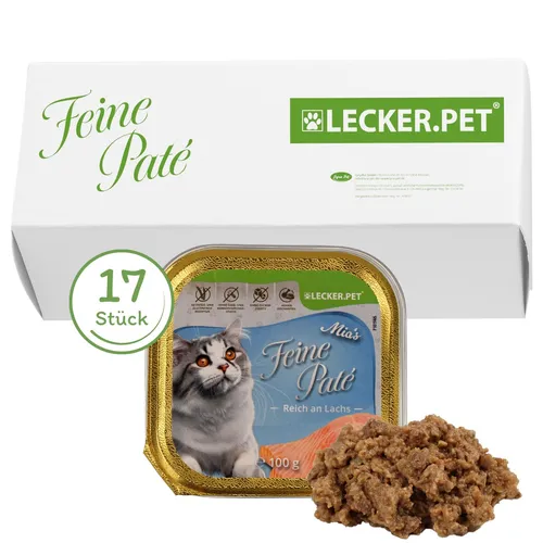 g Mia's Feine Paté Reich an Lachs Katzenfutter Nassfutter Lecker.Pet® 17 x 100