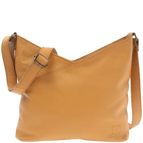LECONI Schultertasche Damentasche - Stilvolle Ledertasche in Senf - Damen-Schultertaschen aus weichem Büffelleder, federleicht mit 500 g und verstellbarem Riemen für flexibles Tragen – ideal für jeden Anlass und lange Haltbarkeit.