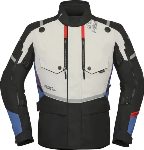 Modeka Trohn Textiljacke hellgrau/blau 5XL - Motorradjacke mit 2in1-Konstruktion, leicht und abriebfest, ausgestattet mit YF® Protektoren und herausnehmbarer Humax® Membrane für optimalen Wetterschutz.