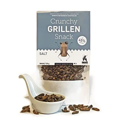 Crunchy Grillen 'Salt' - 20g Insekten Snack zum Sofortverzehr oder als Kochzutat - Insektensnack von 'SNACK insects'