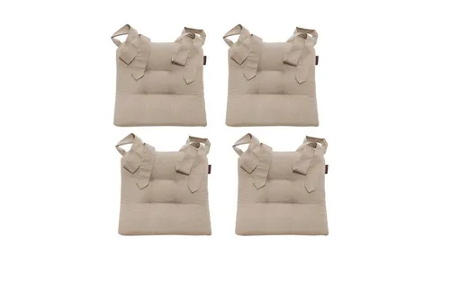 Magma Heimtex Stuhlkissen Vier Fino - Extradicke, robuste Stuhlauflage - 4er Set Stuhlkissen Fino, 42cm x 46cm x 7cm, mit stabiler Baumwoll-Mischung und praktischen Schlaufen zum einfachen Fixieren. Ideal für Komfort und Stil in jedem Raum.